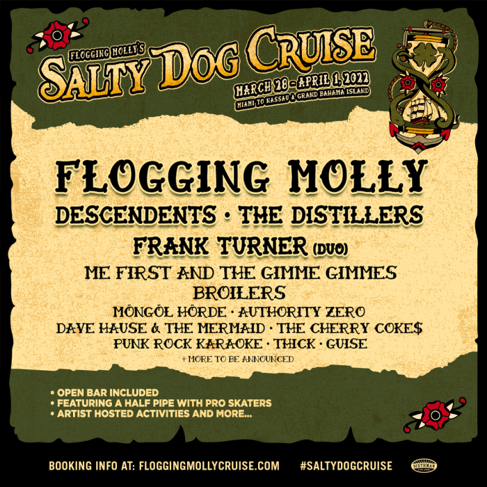 FLOGGING MOLLY AND SIXTHMAN PARTNER FOR 6TH SALTY DOG CRUISE FEATURING